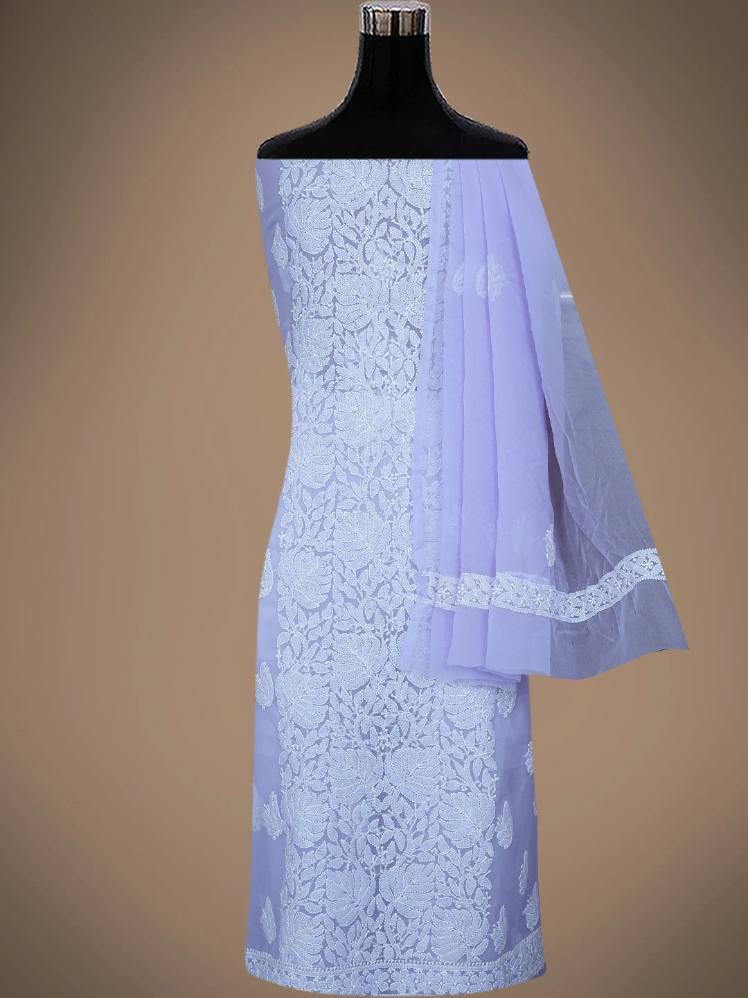 Ada Hand Embroidered Mauve Georgette Lucknowi Chikankari Unstitched Suit Piece 01A793562