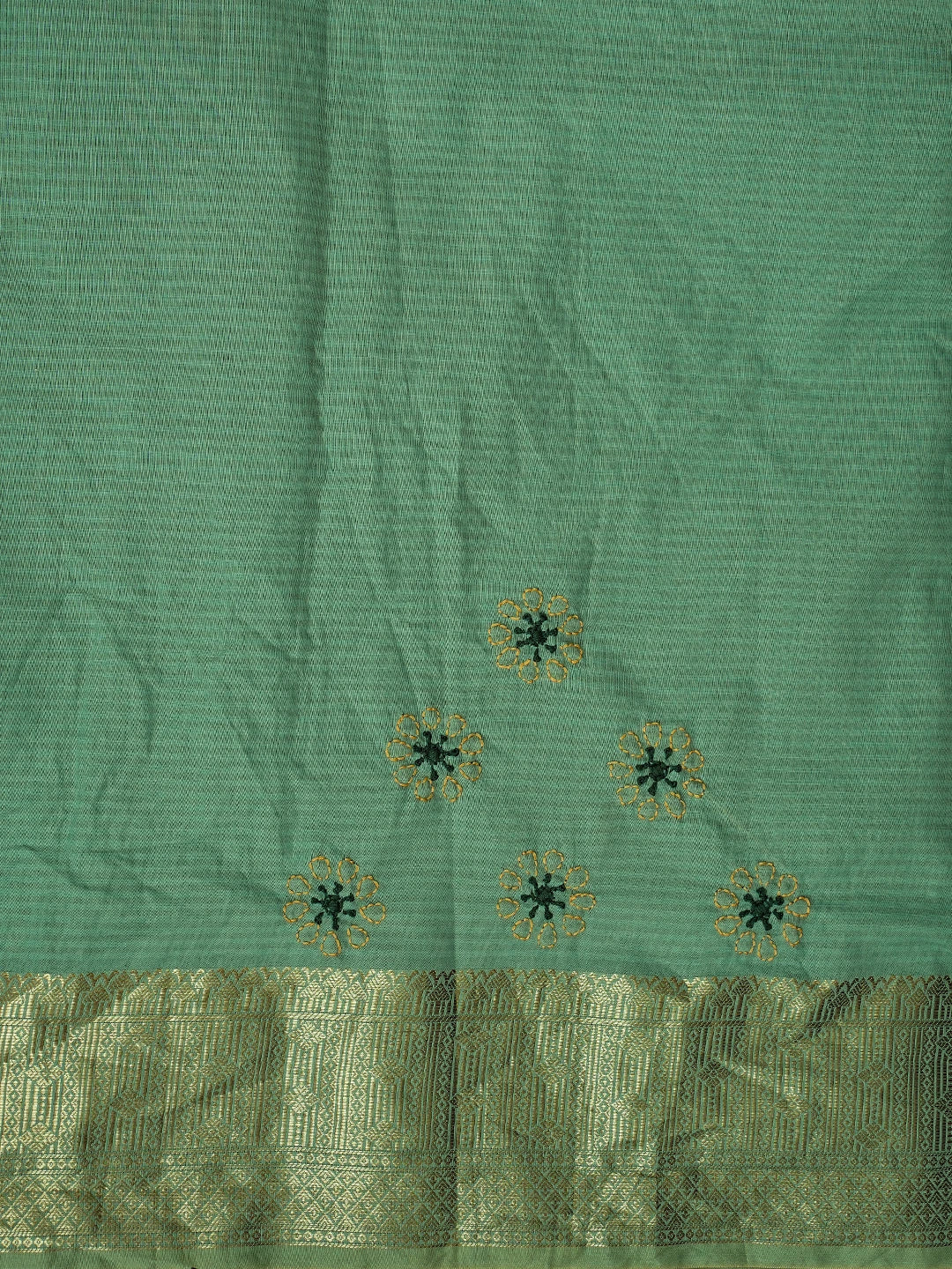 Ada Hand Embroidered Sage Teal Tissue Lucknowi Chikankari Saree and Blouse 01A788459