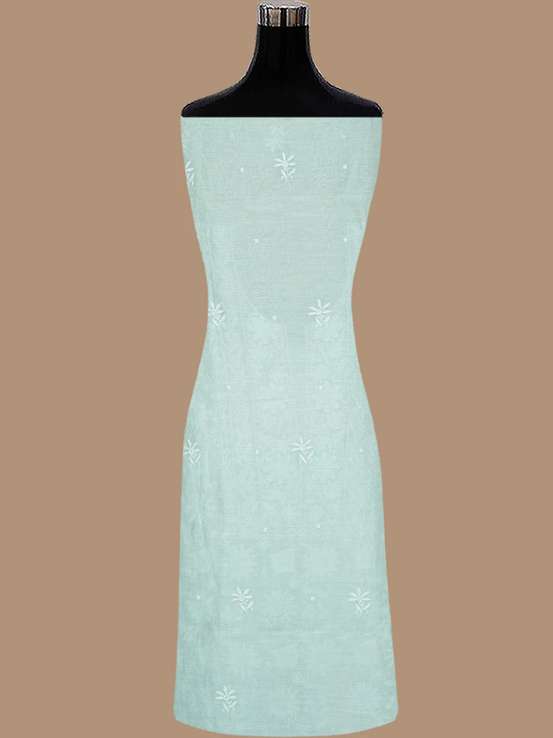 Ada Hand Embroidered Light Sea Green Chanderi Lucknowi Chikankari Unstitched Kurta Dupatta Set With Cutdana Work 01A777773