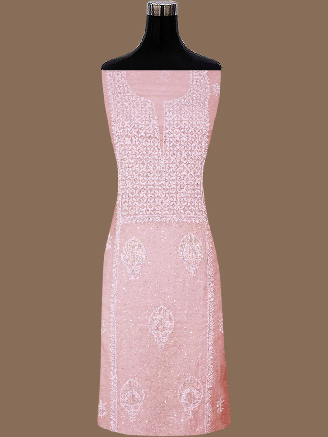 Ada Hand Embroidered Pink Chanderi Lucknowi Chikankari Unstitched Suit Piece With Cutdana Work 01A788624