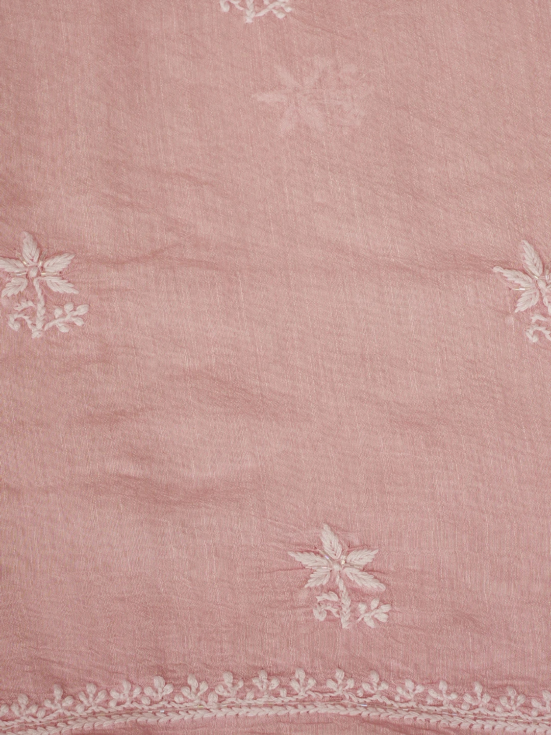 Ada Hand Embroidered Pink Chanderi Lucknowi Chikankari Unstitched Suit Piece With Cutdana Work 01A788624