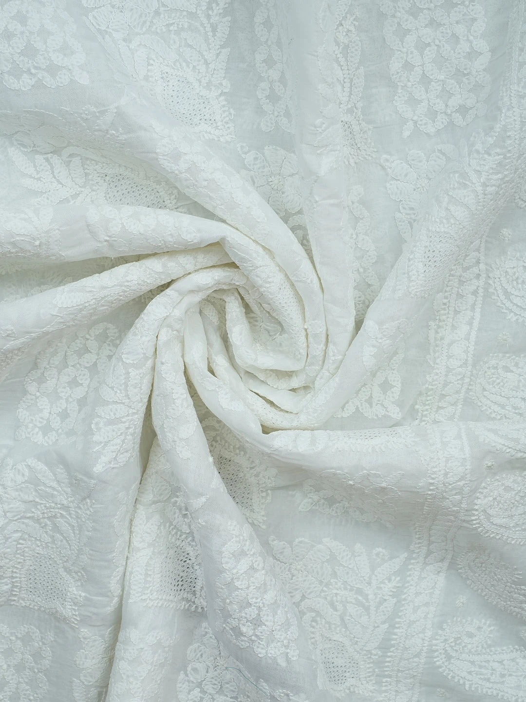 Ada Hand Embroidered White Cotton Lucknowi Chikankari Dupatta 01A801028