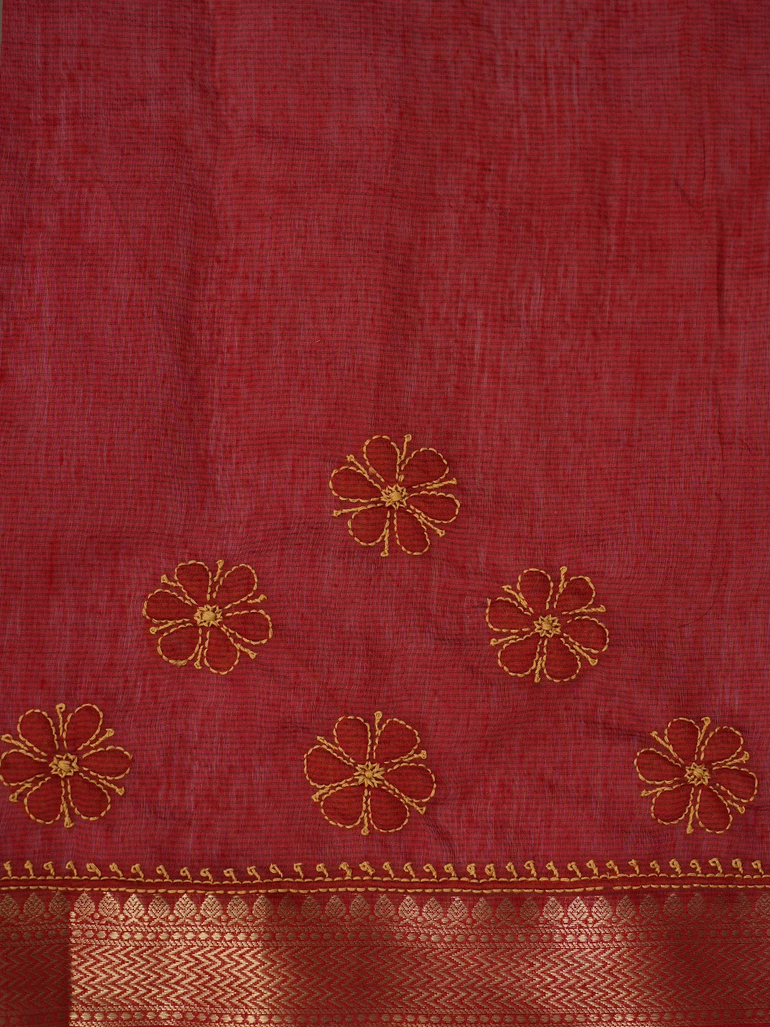 Ada Hand Embroidered Mustard Chanderi Lucknowi Chikankari Saree and Blouse 01A798661