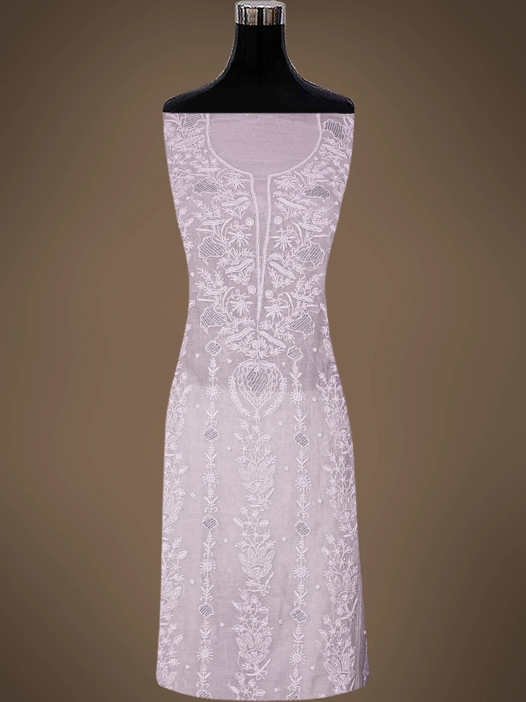 Ada Hand Embroidered Lavender Chanderi Lucknowi Chikankari Semi-Stitched Kurta Dupatta Set With Cutdana Work 01A777473