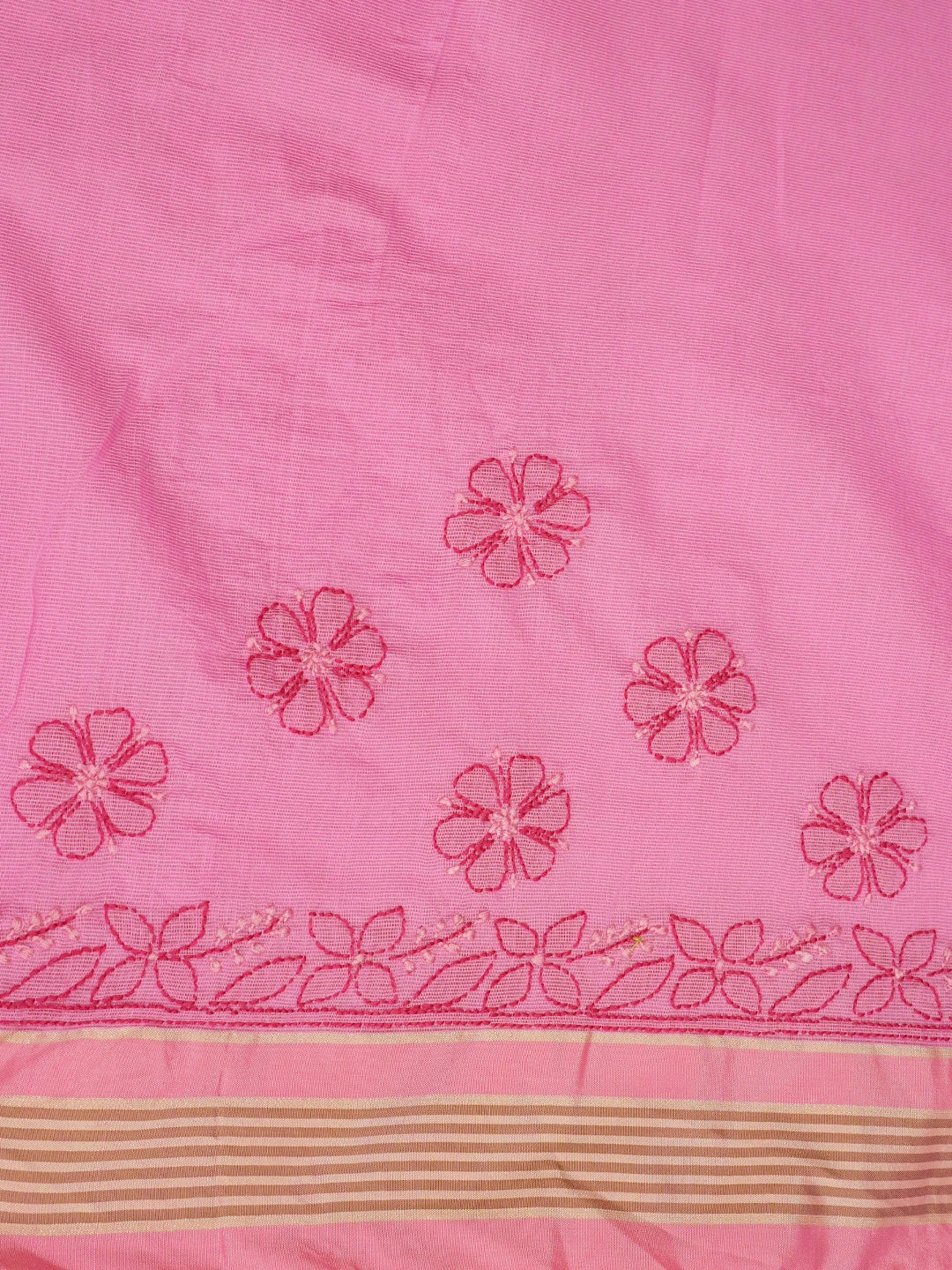 Ada Hand Embroidered Orchid Pink Kota Chanderi Lucknowi Chikankari Saree and Blouse 01A572790