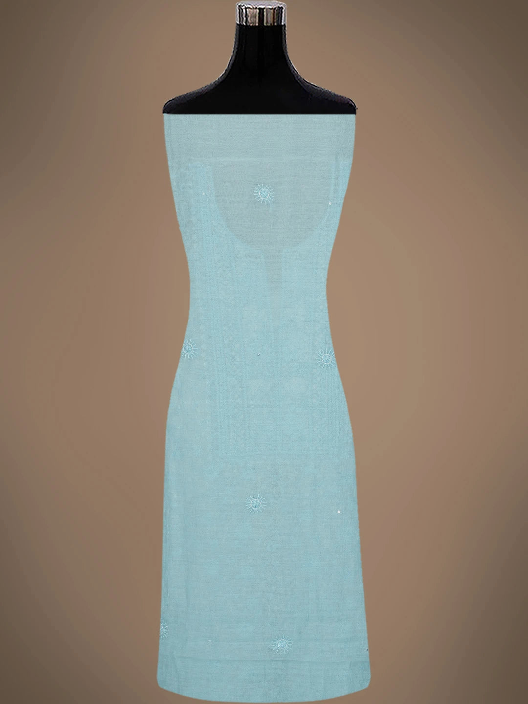 Ada Hand Embroidered Sky Blue Lucknowi Chikankari Unstitched Kurta Dupatta Set 01A771935