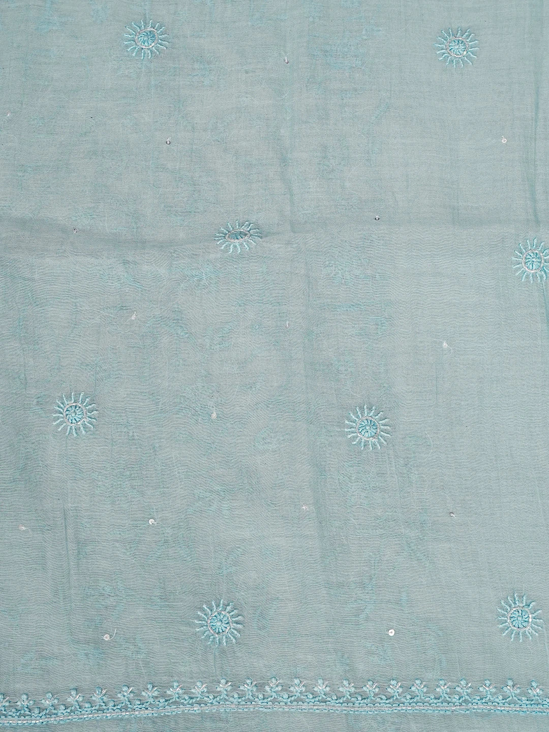 Ada Hand Embroidered Sky Blue Lucknowi Chikankari Unstitched Kurta Dupatta Set 01A771935