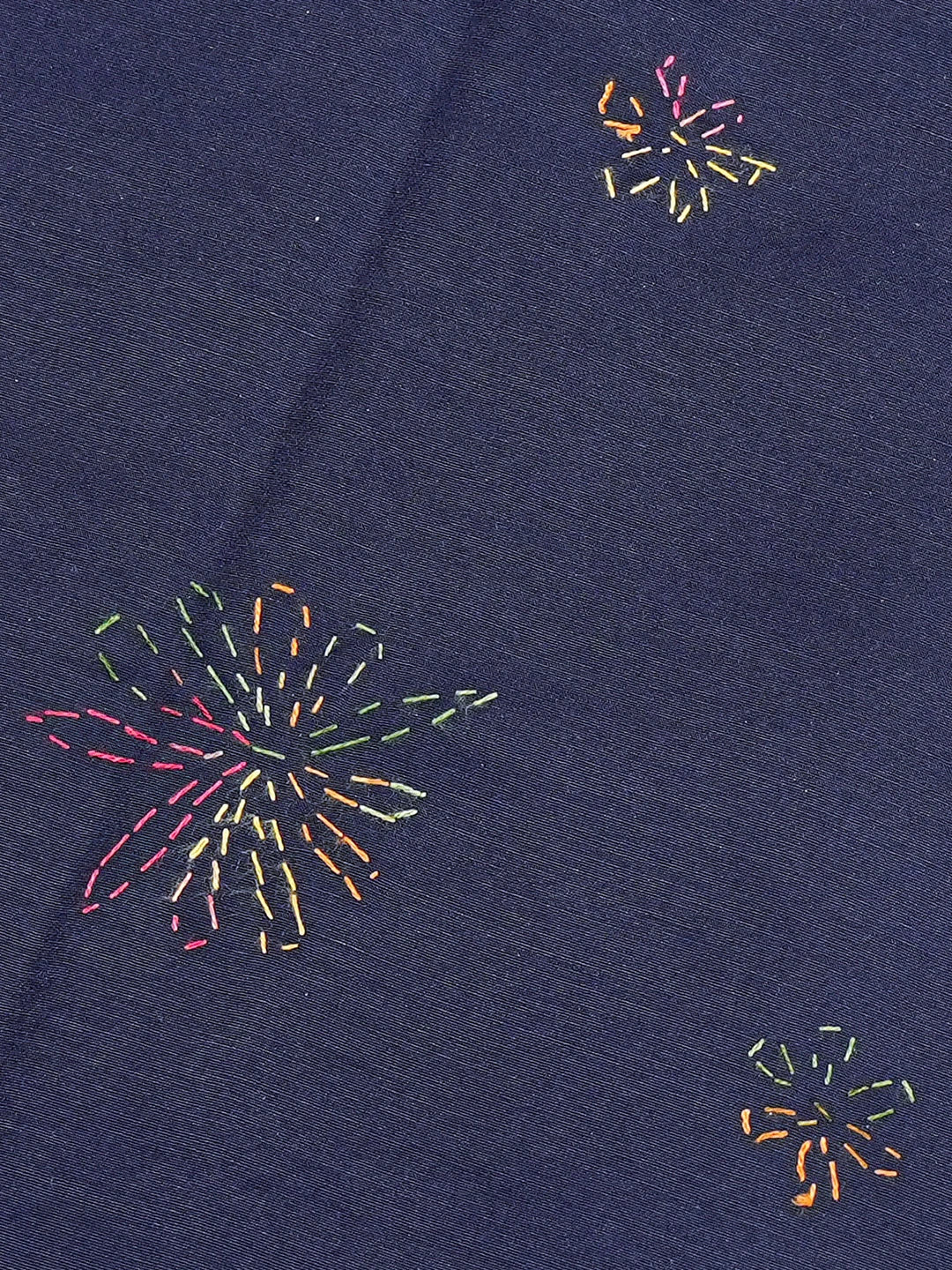 Ada Hand Embroidered Navy Blue Cotton Lucknowi Chikankari Bed Sheet With Pillow Cover Set 01A718706