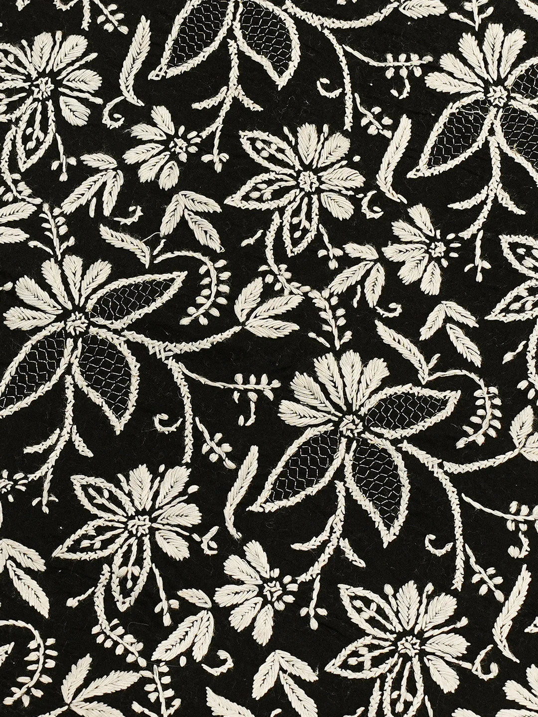 Ada Hand Embroidered Black Cotton Lucknowi Chikankari Cushion Cover With Zari Taar Work 01A625875