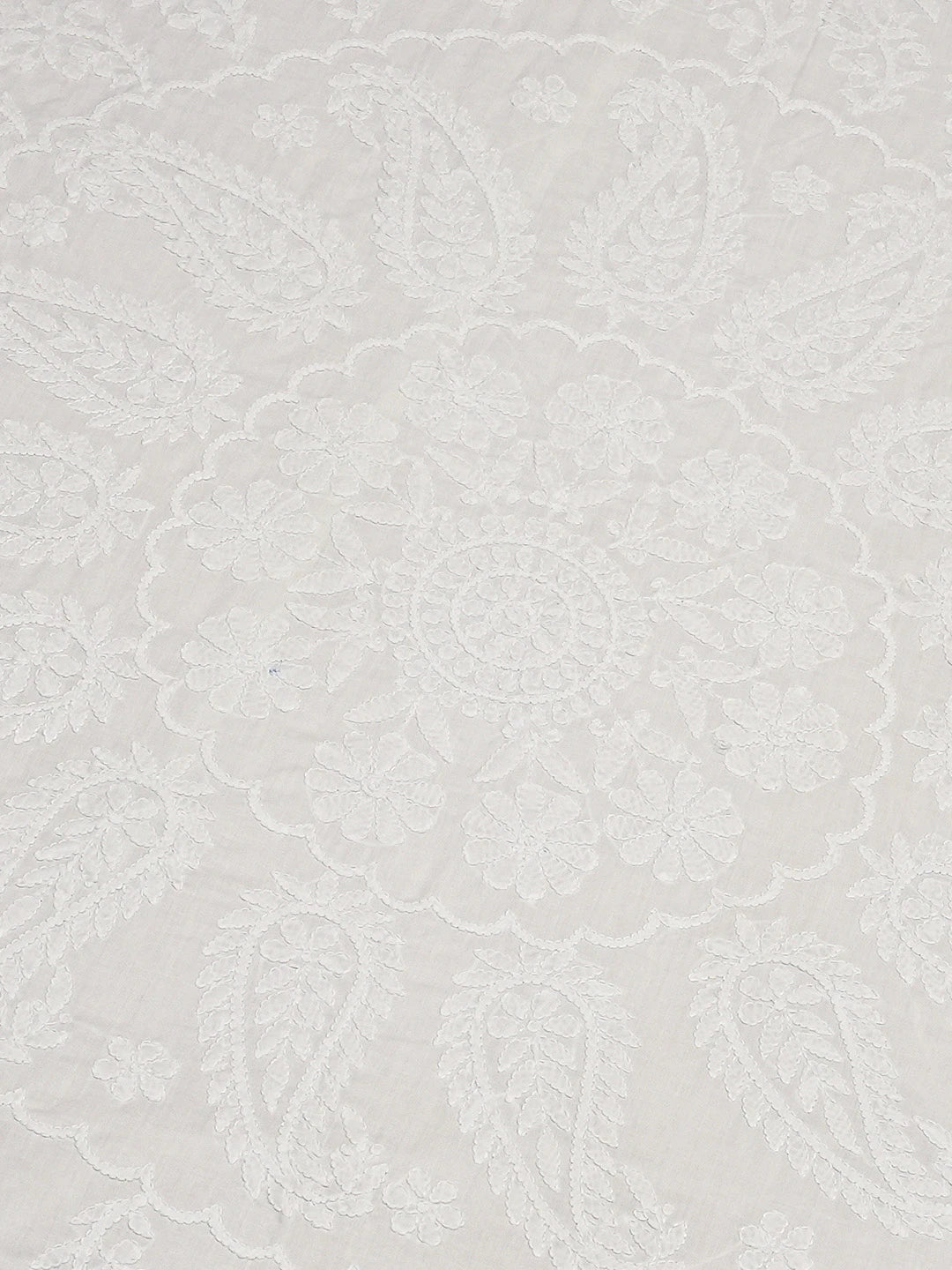 Ada Hand Embroidered White Cotton Lucknowi Chikankari Bed Sheet With Pillow Cover Set 01A757549
