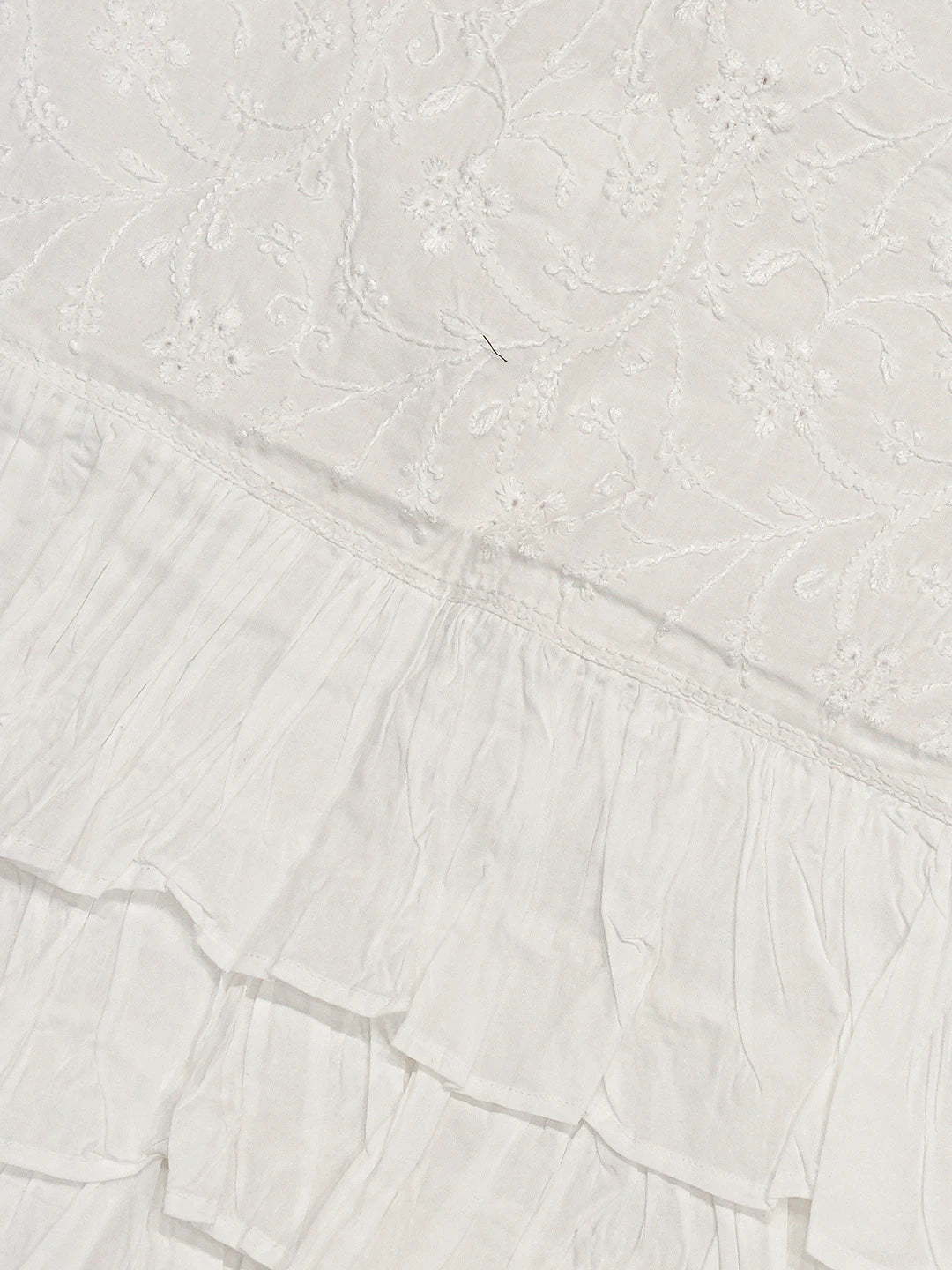 Ada Hand Embroidered White Cotton Lucknowi Chikankari Cushion Cover 01A730526