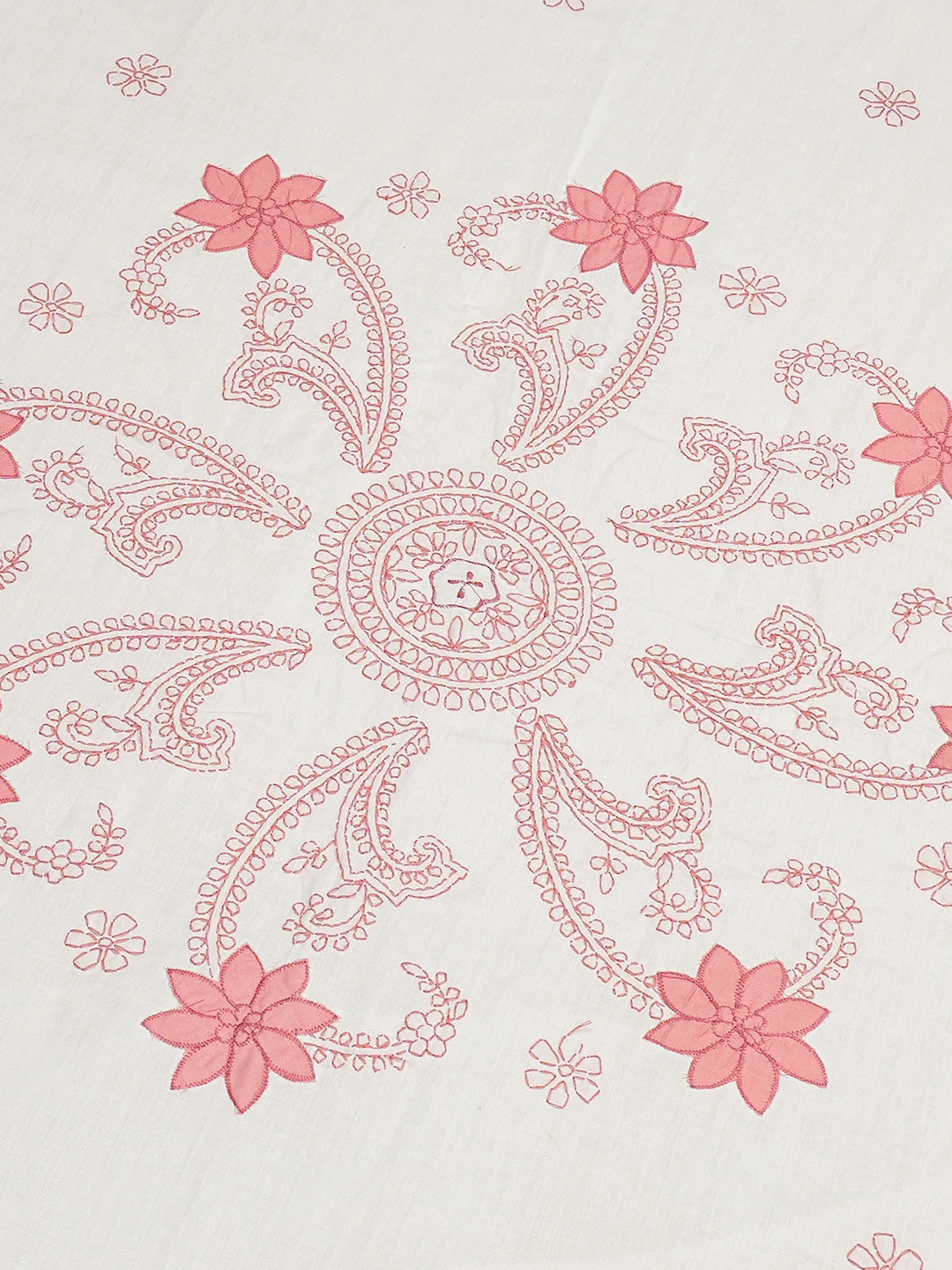 Ada Hand Embroidered White Cotton Lucknowi Chikankari Bed Sheet With Pillow Cover Set 01A751478