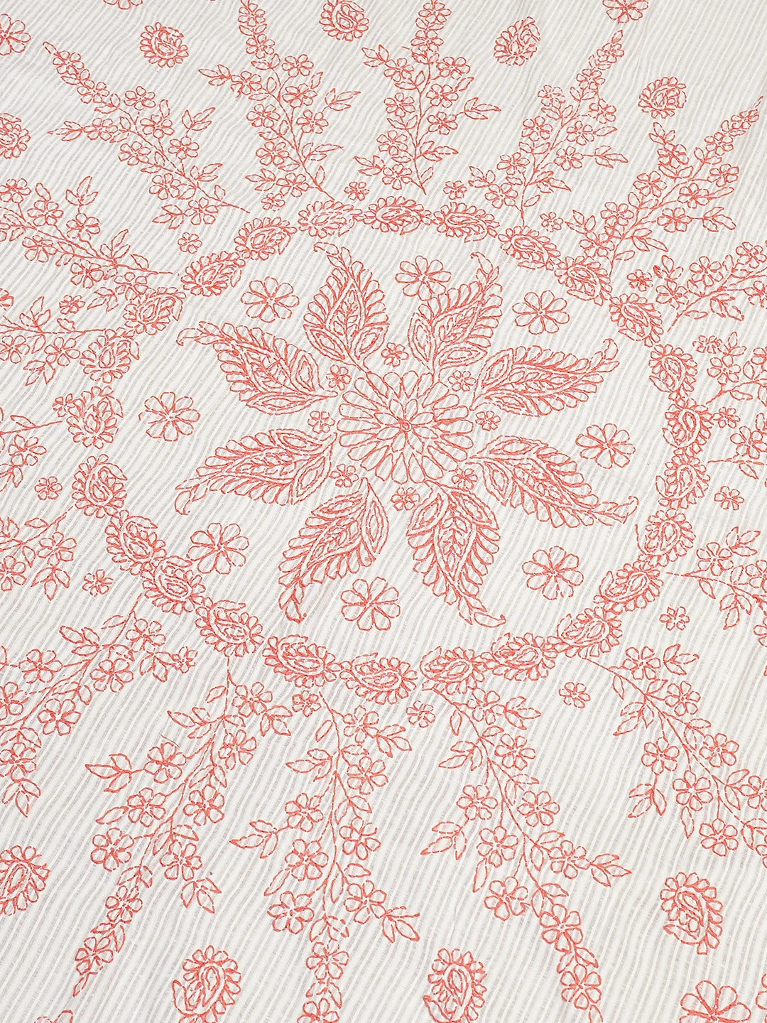 Ada Hand Embroidered White Cotton Lucknowi Chikankari Bed Sheet With Pillow Cover Set 01A661164