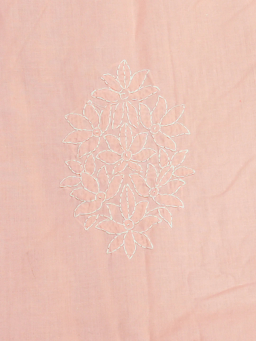 Ada Hand Embroidered Peachy Pink Cotton Lucknowi Chikankari Bed Sheet With Pillow Cover Set 01A785772