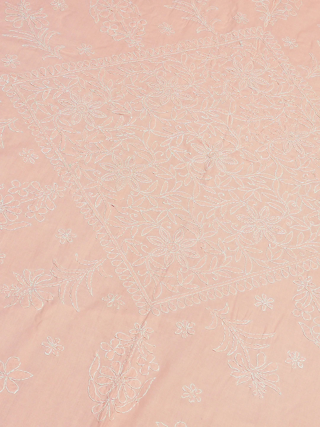 Ada Hand Embroidered Peachy Pink Cotton Lucknowi Chikankari Bed Sheet With Pillow Cover Set 01A785772