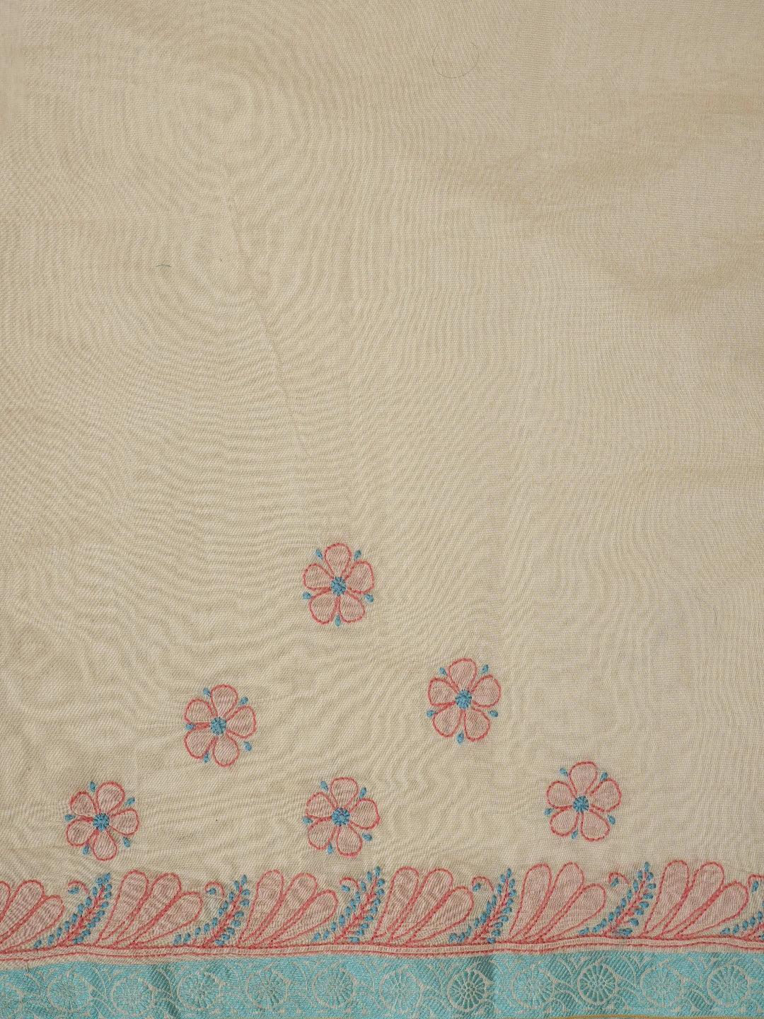 Ada Hand Embroidered Fawn Kota Chanderi Lucknowi Chikankari Saree and Blouse 01A680951