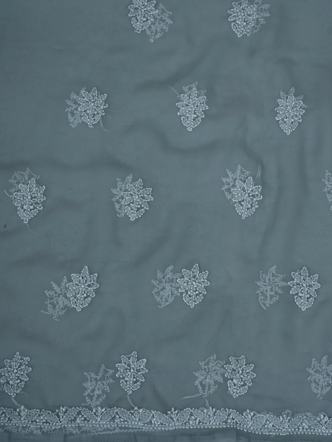Ada Hand Embroidered Grey Georgette Lucknowi Chikankari Unstitched Suit Piece 01A791436