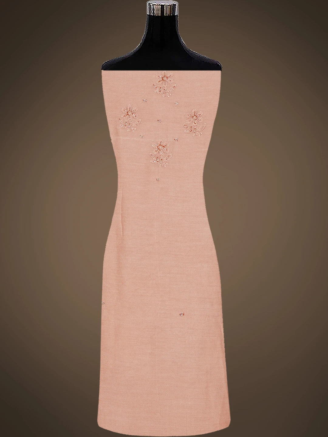 Ada Hand Embroidered Dusty Peach Muslin Lucknowi Chikankari Unstitched Suit Piece With Cutdana Work 01A788638