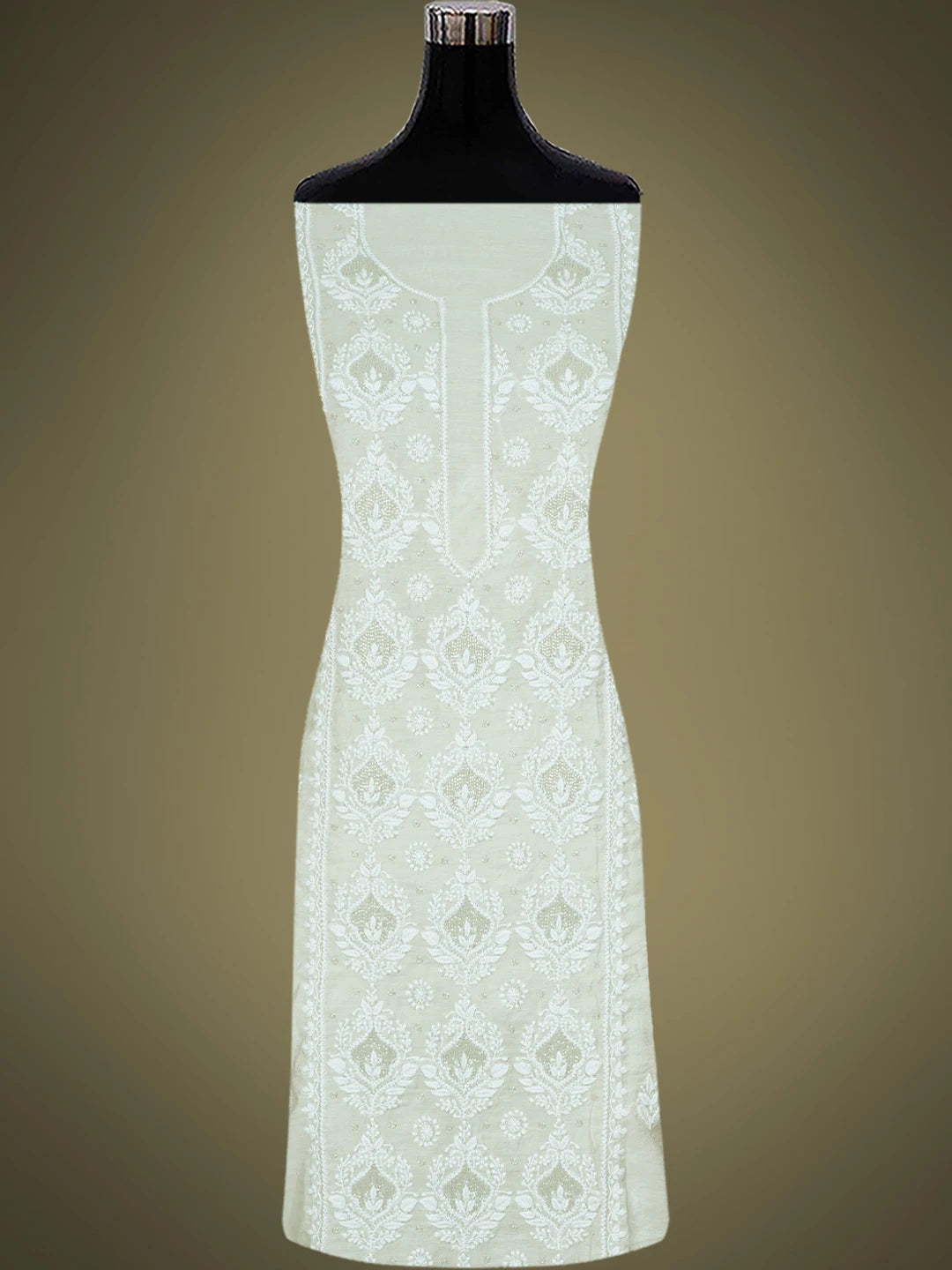 Ada Hand Embroidered Pastel Grey Chanderi Lucknowi Chikankari Unstitched Suit Piece With Cutdana Work 01A788697