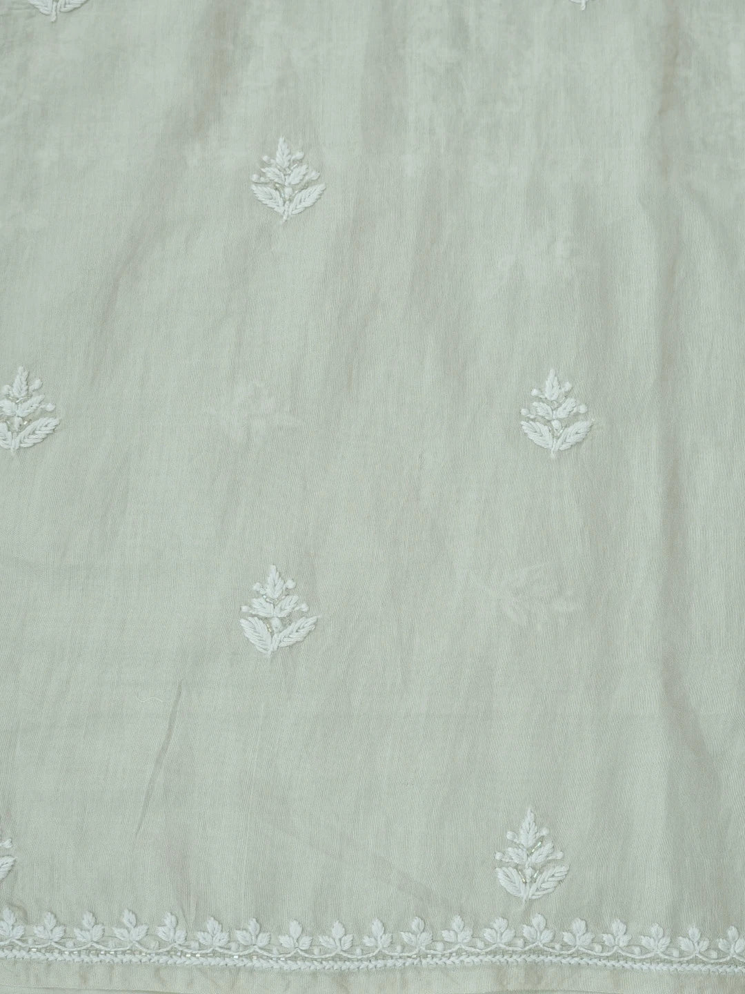 Ada Hand Embroidered Pastel Grey Chanderi Lucknowi Chikankari Unstitched Suit Piece With Cutdana Work 01A788697