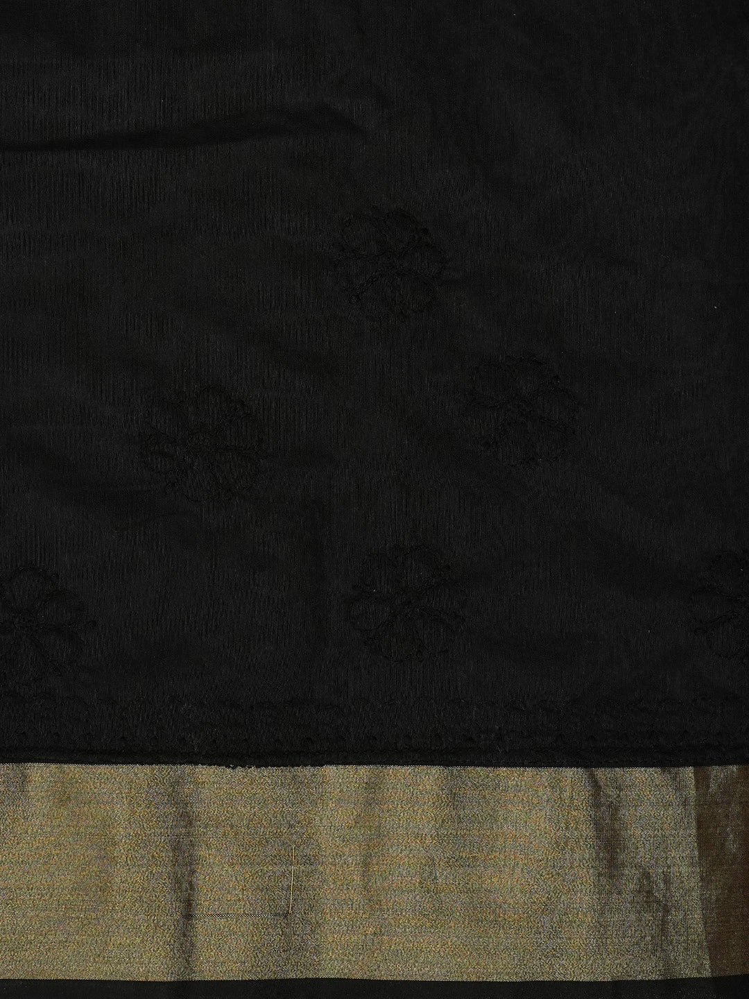 Ada Hand Embroidered Black Chanderi Lucknowi Chikankari Saree and Blouse 01A780605