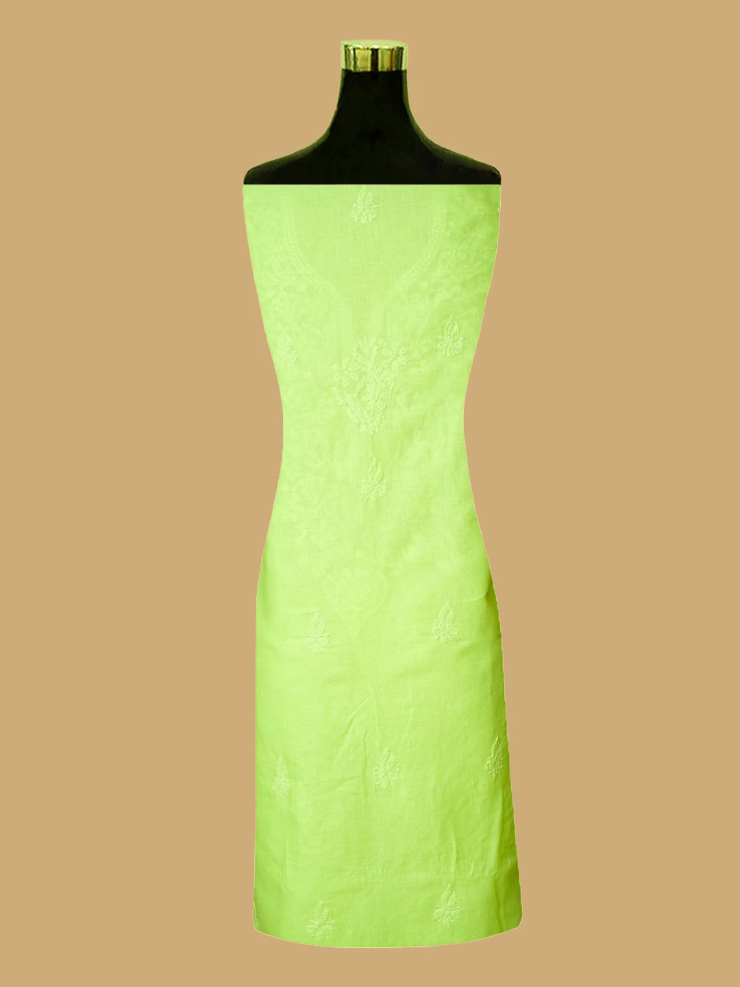Ada Hand Embroidered Chartreuse Yellow Cotton Lucknowi Chikankari Unstitched Suit Piece 01A758809