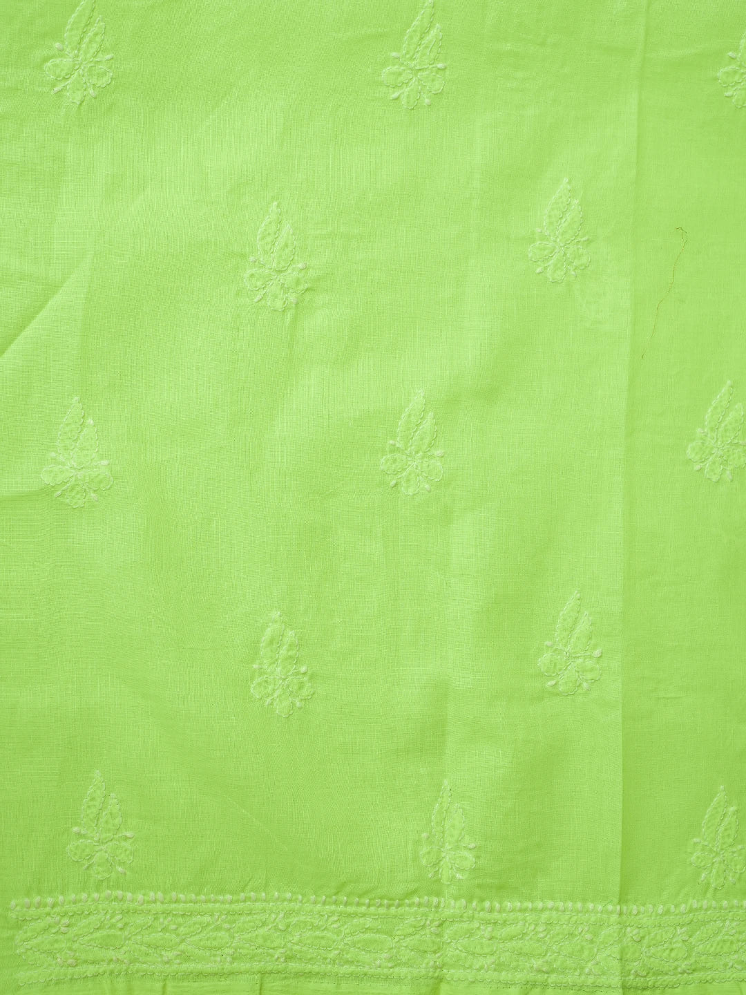 Ada Hand Embroidered Chartreuse Yellow Cotton Lucknowi Chikankari Unstitched Suit Piece 01A758809