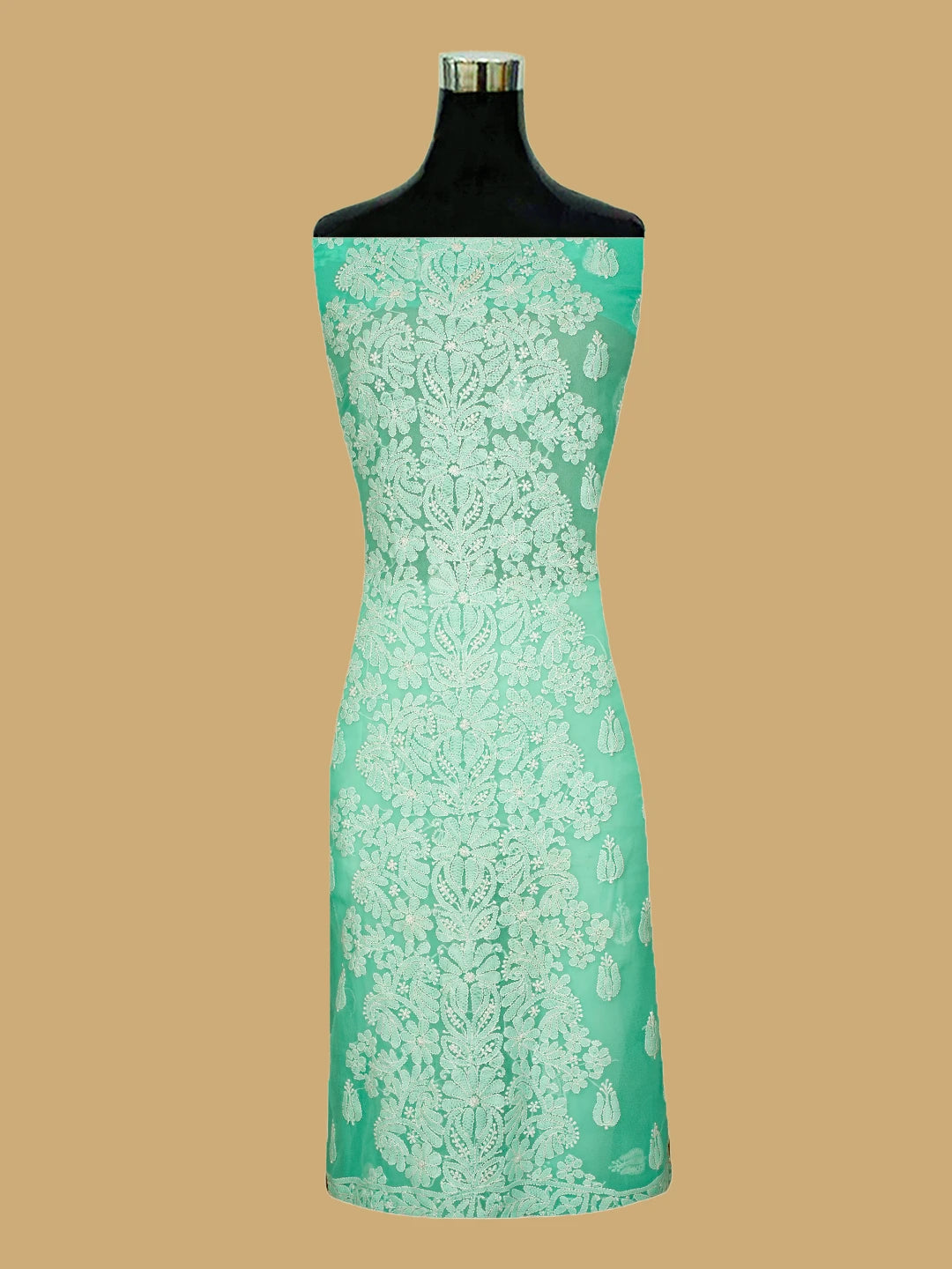 Ada Hand Embroidered Sea Green Georgette Lucknowi Chikankari Unstitched Suit Piece 01A793569