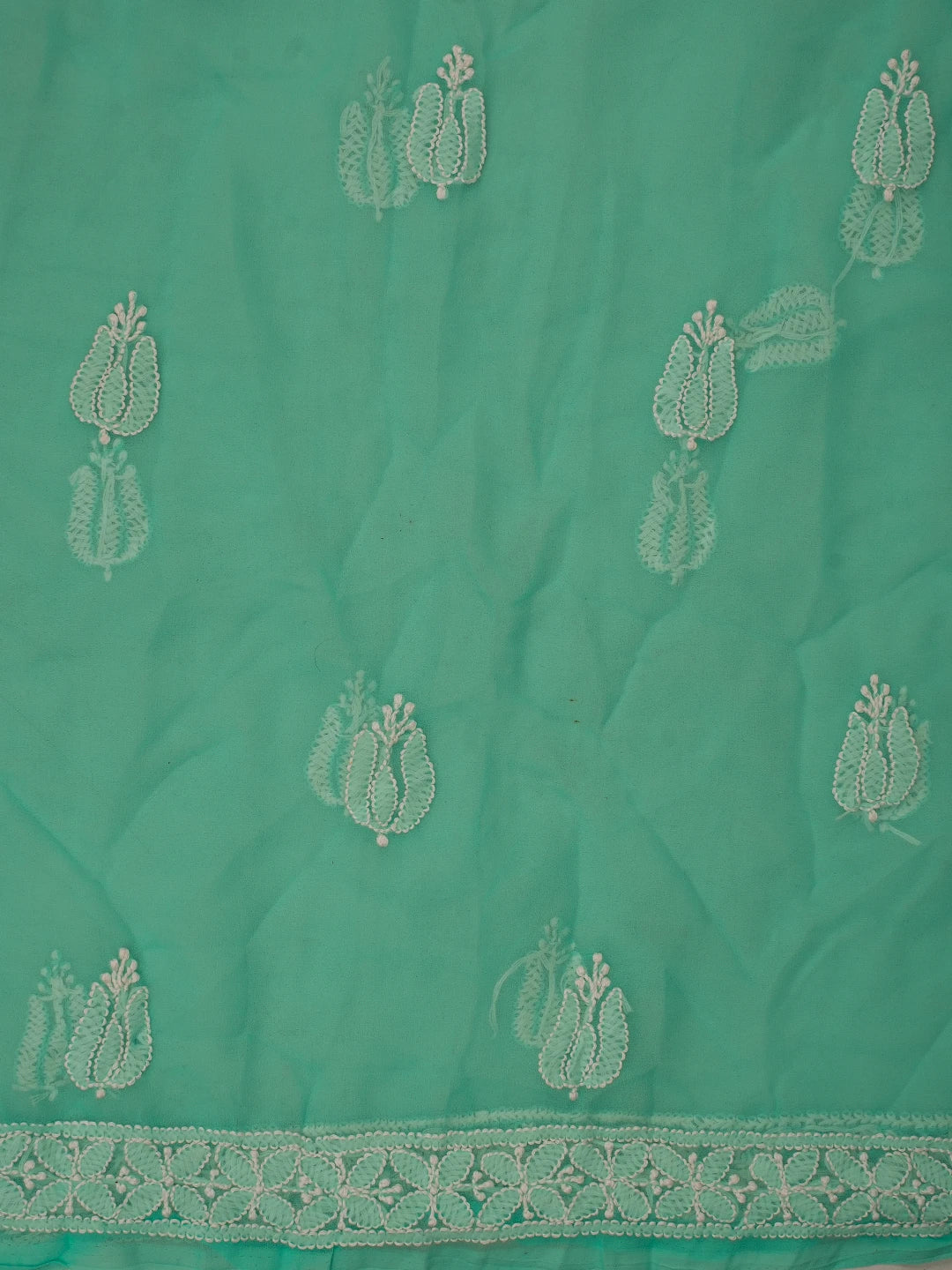 Ada Hand Embroidered Sea Green Georgette Lucknowi Chikankari Unstitched Suit Piece 01A793569