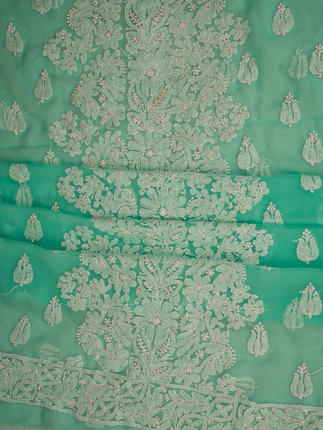 Ada Hand Embroidered Sea Green Georgette Lucknowi Chikankari Unstitched Suit Piece 01A793569