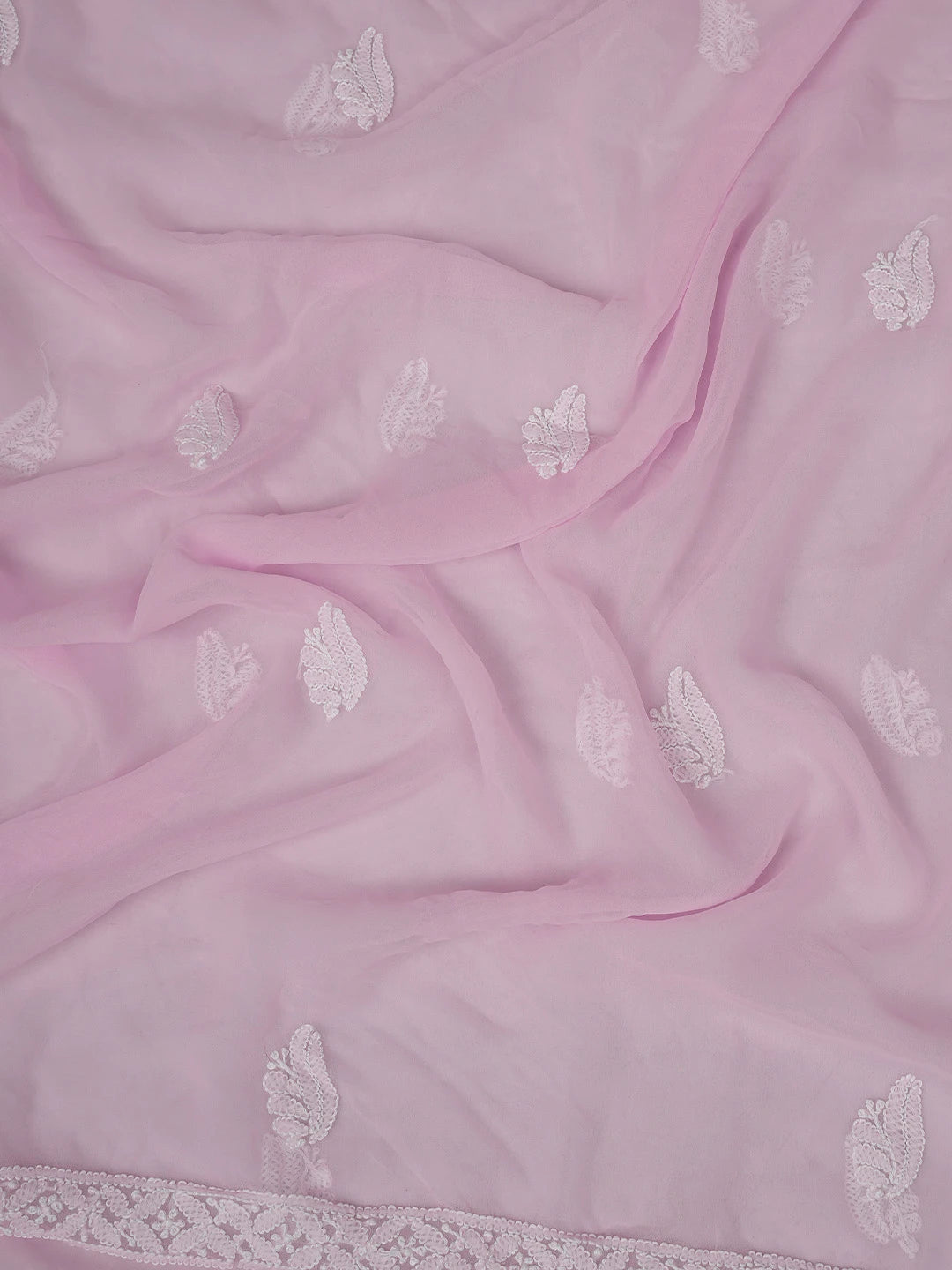 Ada Hand Embroidered Pink Georgette Lucknowi Chikankari Unstitched Suit Piece 01A793519