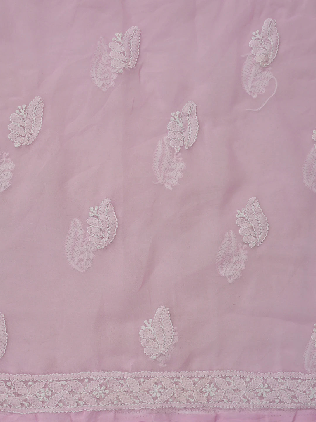 Ada Hand Embroidered Pink Georgette Lucknowi Chikankari Unstitched Suit Piece 01A793519
