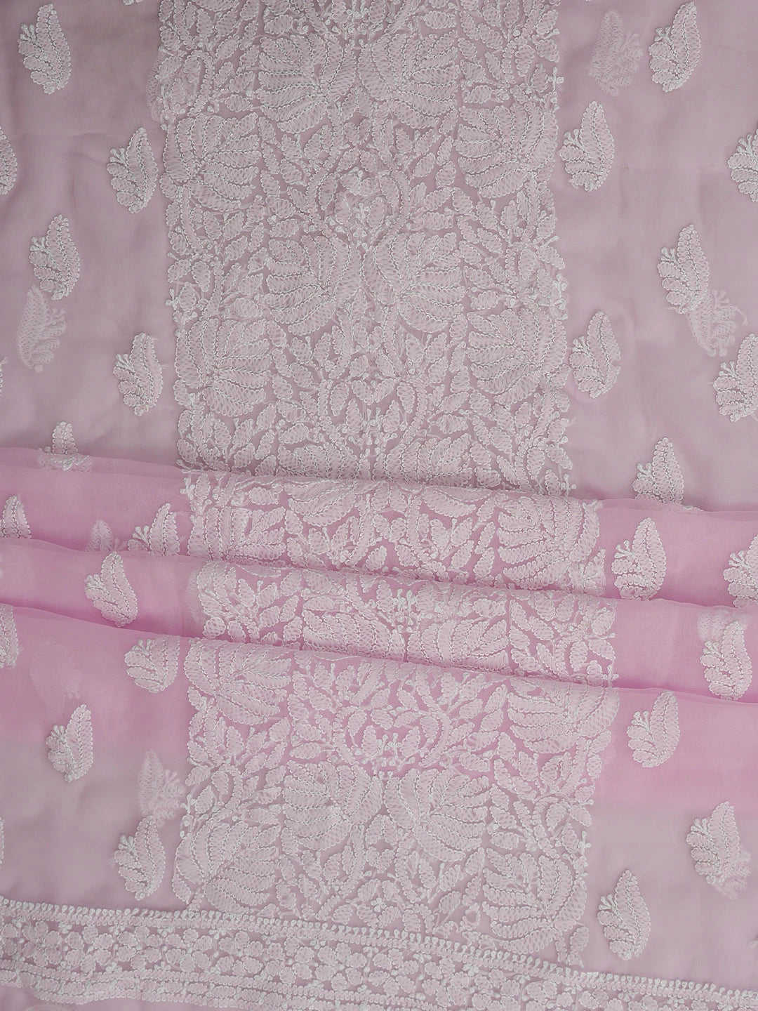 Ada Hand Embroidered Pink Georgette Lucknowi Chikankari Unstitched Suit Piece 01A793519