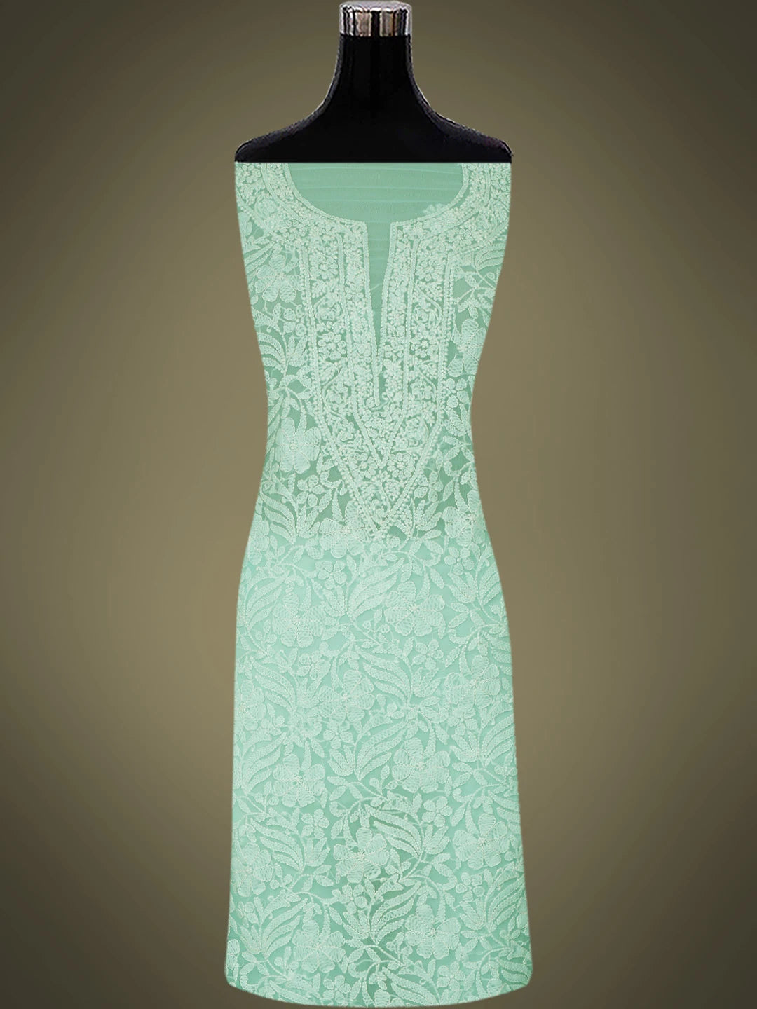 Ada Hand Embroidered Sea Green Georgette Lucknowi Chikankari Unstitched Suit Piece 01A779064