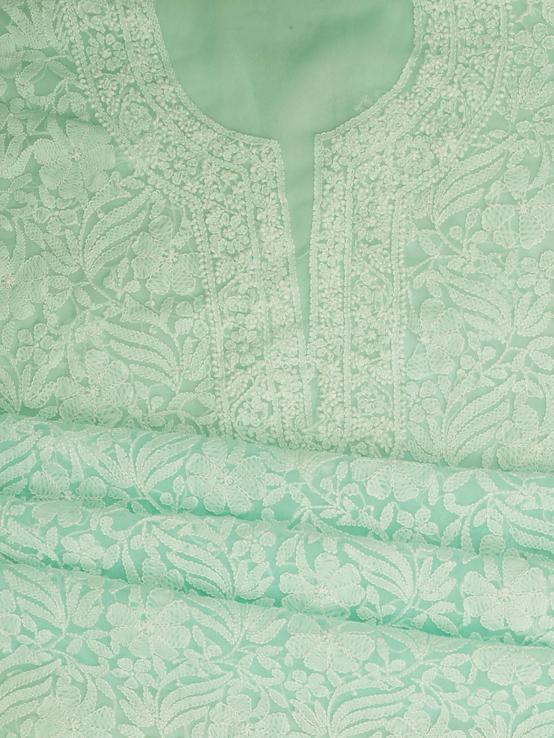 Ada Hand Embroidered Sea Green Georgette Lucknowi Chikankari Unstitched Suit Piece 01A779064