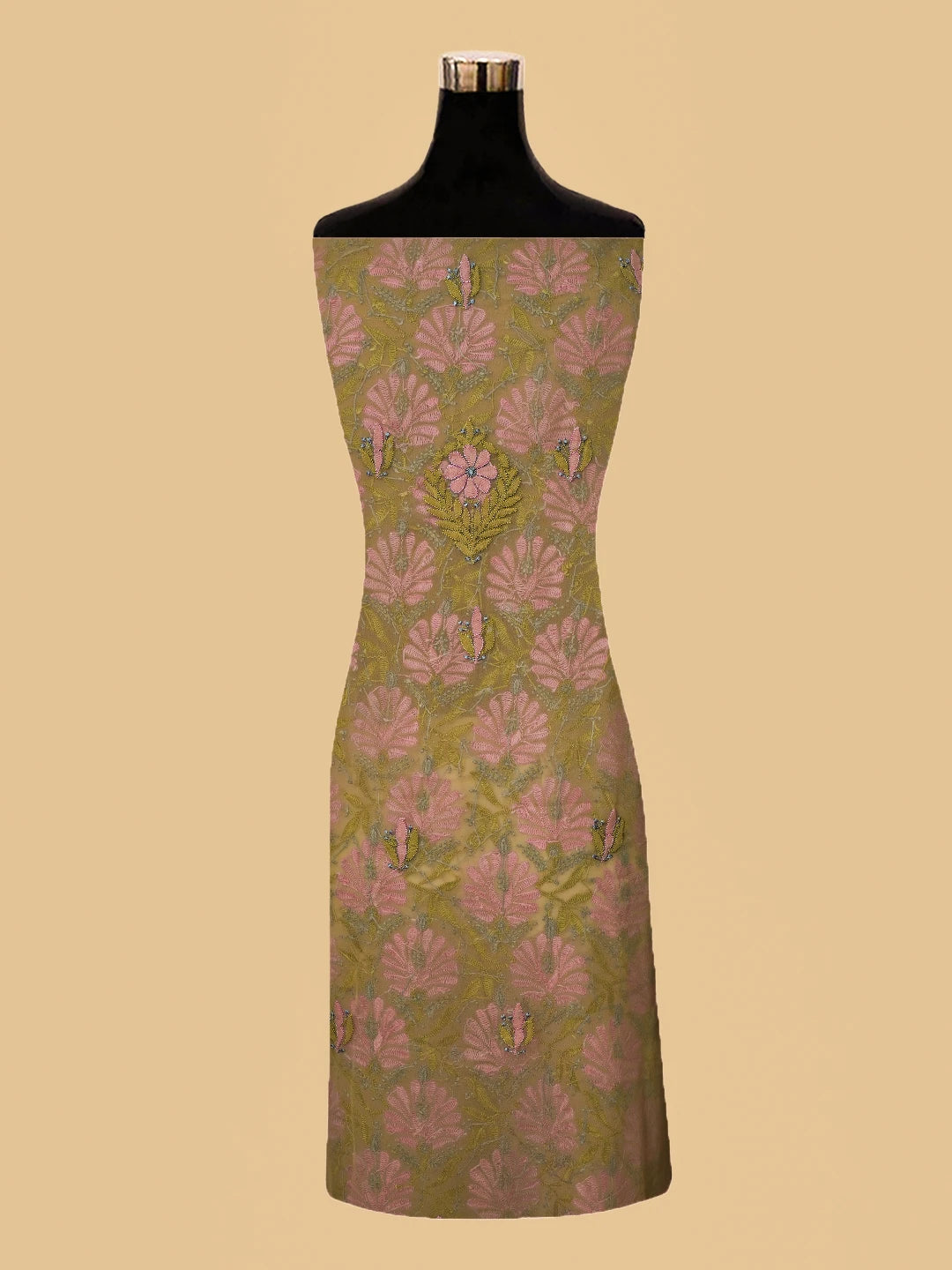 Ada Hand Embroidered Fawn Georgette Lucknowi Chikankari Unstitched Suit Piece 01A799926