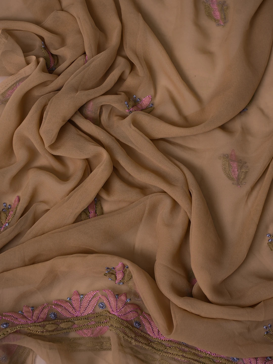 Ada Hand Embroidered Fawn Georgette Lucknowi Chikankari Unstitched Suit Piece 01A799926