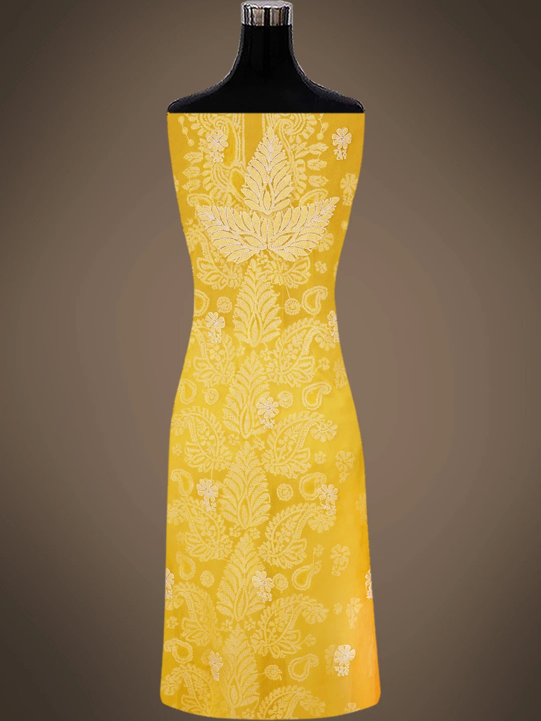 Ada Hand Embroidered Yellow Georgette Lucknowi Chikankari Unstitched Suit Piece 01A760879