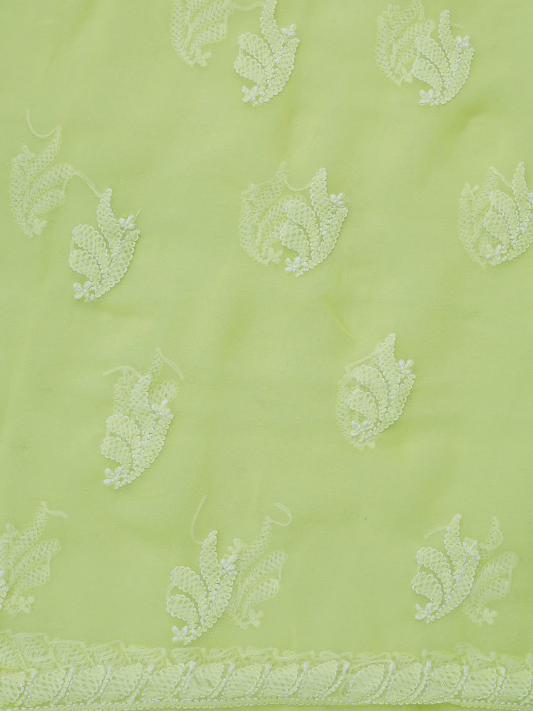 Ada Hand Embroidered Light Lime Green Georgette Lucknowi Chikankari Unstitched Suit Piece 01A791428