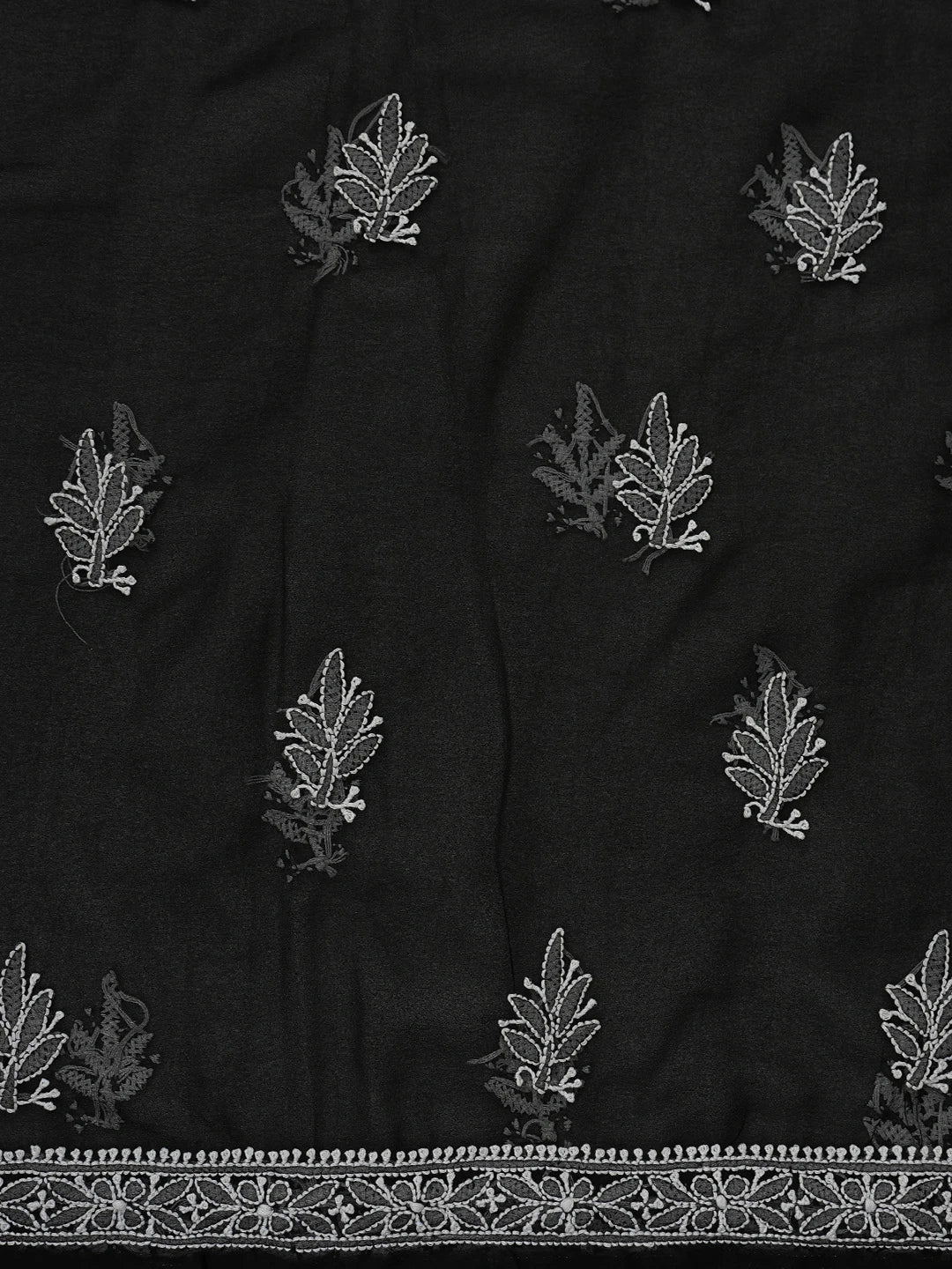 Ada Hand Embroidered Black Georgette Lucknowi Chikankari Unstitched Suit Piece 01A793564