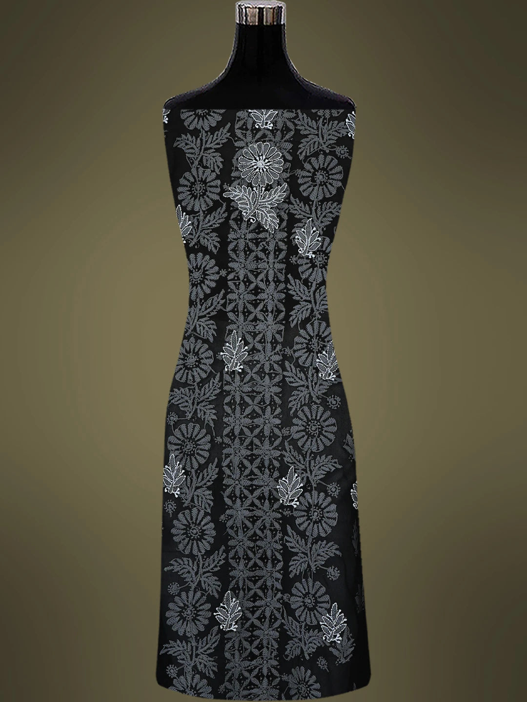 Ada Hand Embroidered Black Georgette Lucknowi Chikankari Unstitched Suit Piece 01A793564