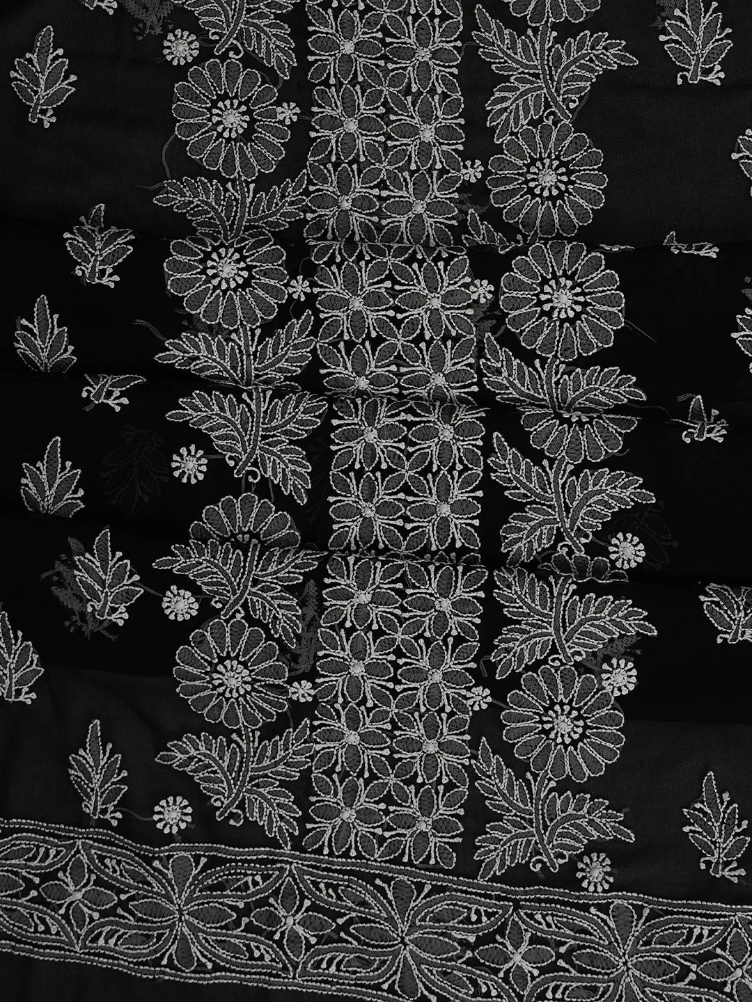 Ada Hand Embroidered Black Georgette Lucknowi Chikankari Unstitched Suit Piece 01A793564