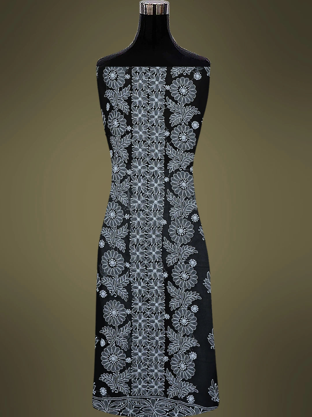 Ada Hand Embroidered Black Georgette Lucknowi Chikankari Unstitched Suit Piece 01A793564