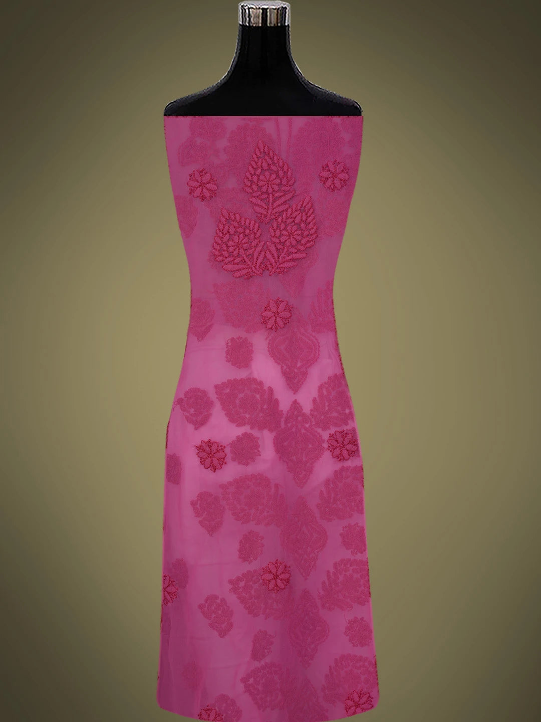 Ada Hand Embroidered Onion Pink Georgette Lucknowi Chikankari Unstitched Suit Piece 01A798272