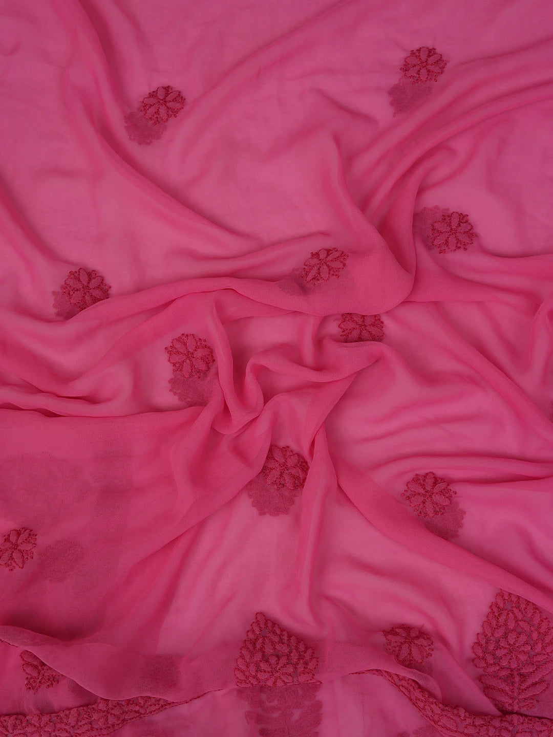 Ada Hand Embroidered Onion Pink Georgette Lucknowi Chikankari Unstitched Suit Piece 01A798272