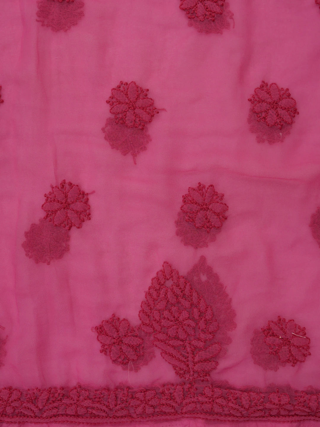 Ada Hand Embroidered Onion Pink Georgette Lucknowi Chikankari Unstitched Suit Piece 01A798272