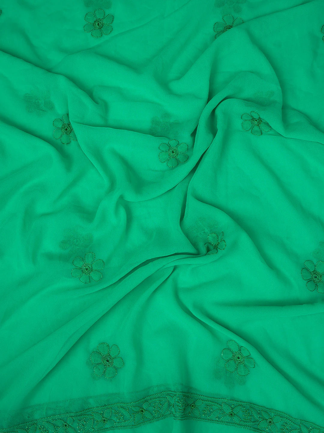 Ada Hand Embroidered Green Georgette Lucknowi Chikankari Unstitched Suit Piece 01A779927