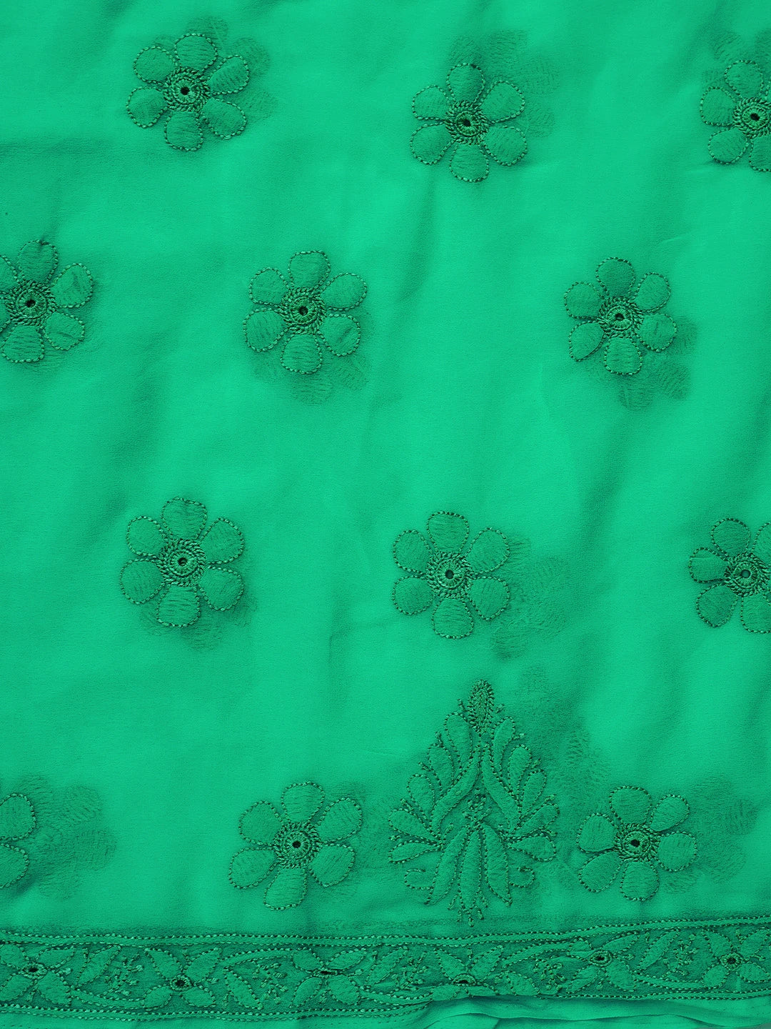 Ada Hand Embroidered Green Georgette Lucknowi Chikankari Unstitched Suit Piece 01A779927