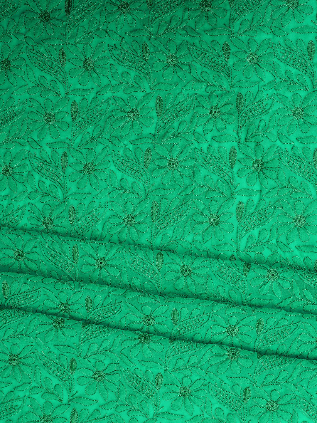 Ada Hand Embroidered Green Georgette Lucknowi Chikankari Unstitched Suit Piece 01A779927