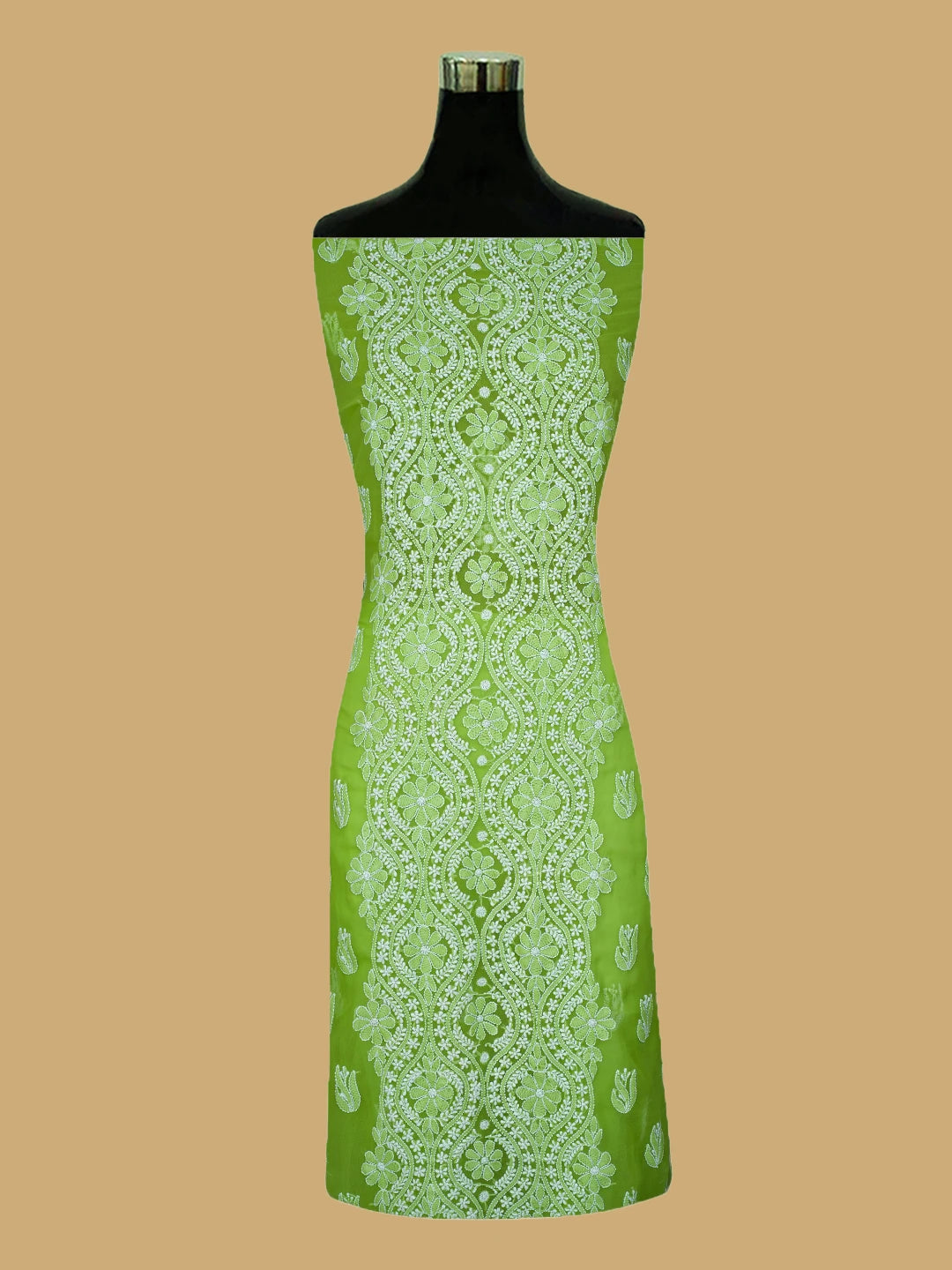Ada Hand Embroidered Lime Green Georgette Lucknowi Chikankari Unstitched Suit Piece 01A793586